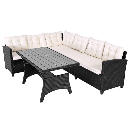 Casaria Ecksofa Gartenmöbel Set mit Kissen Schwarz