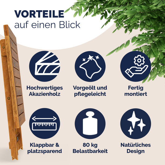 Casaria Holz Beistelltisch Klappbar Vollmontiert