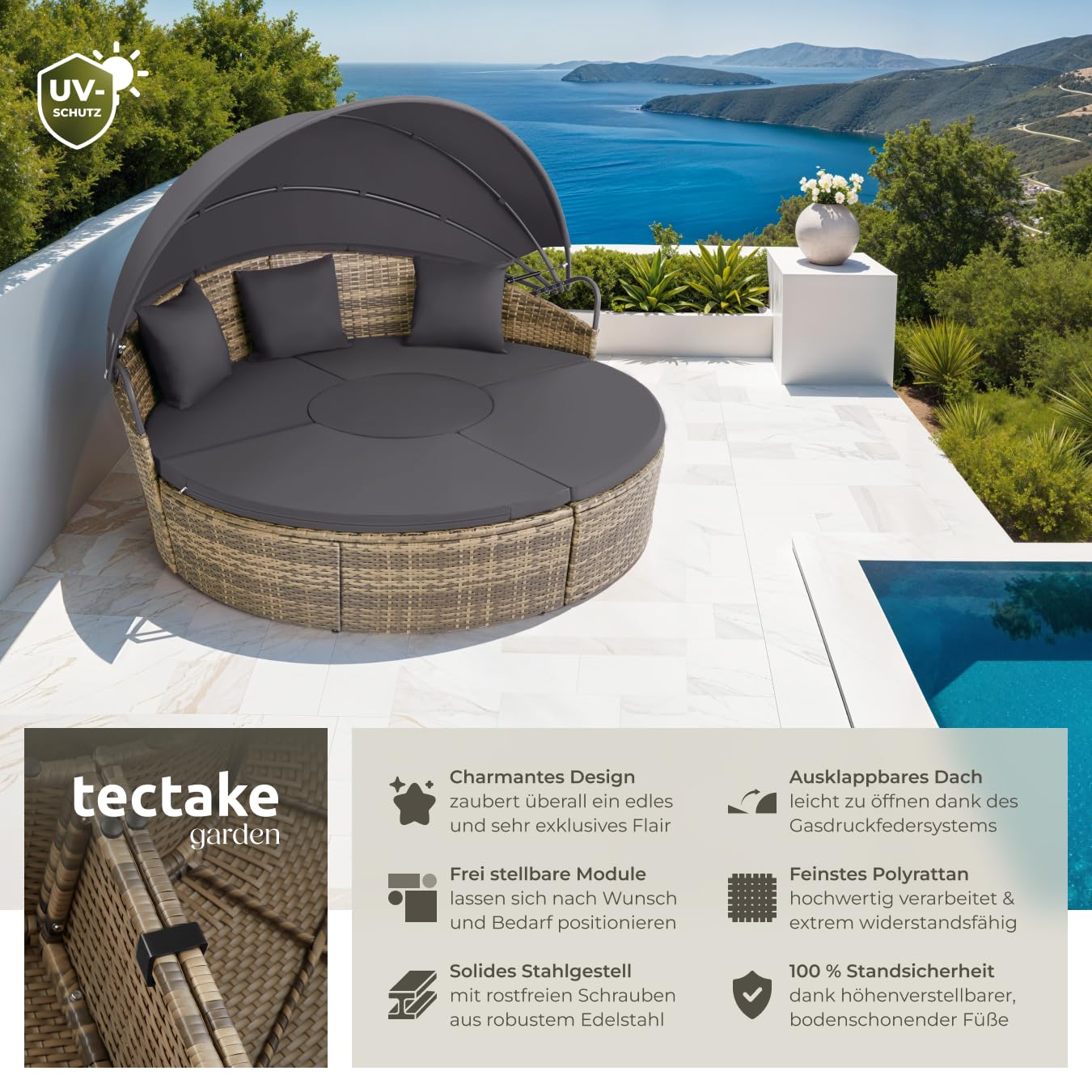 tectake Lounge Sonneninsel Outdoor Wetterfest Balkon