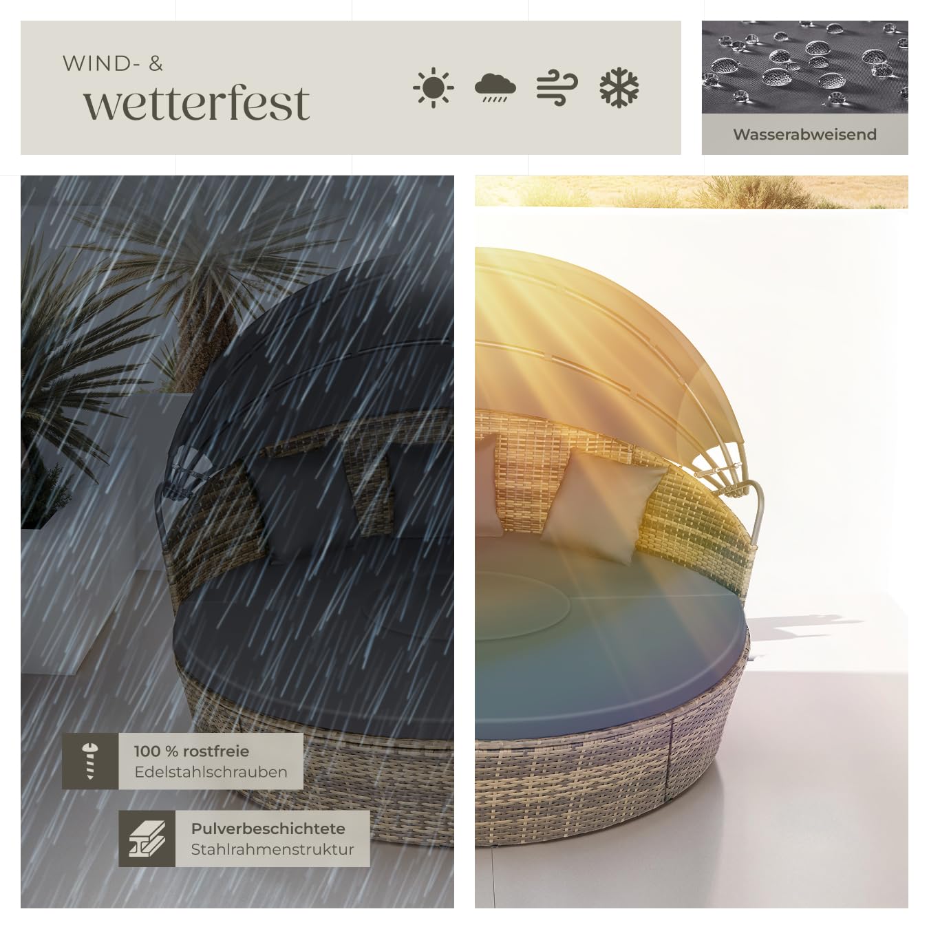 tectake Lounge Sonneninsel Outdoor Wetterfest Balkon