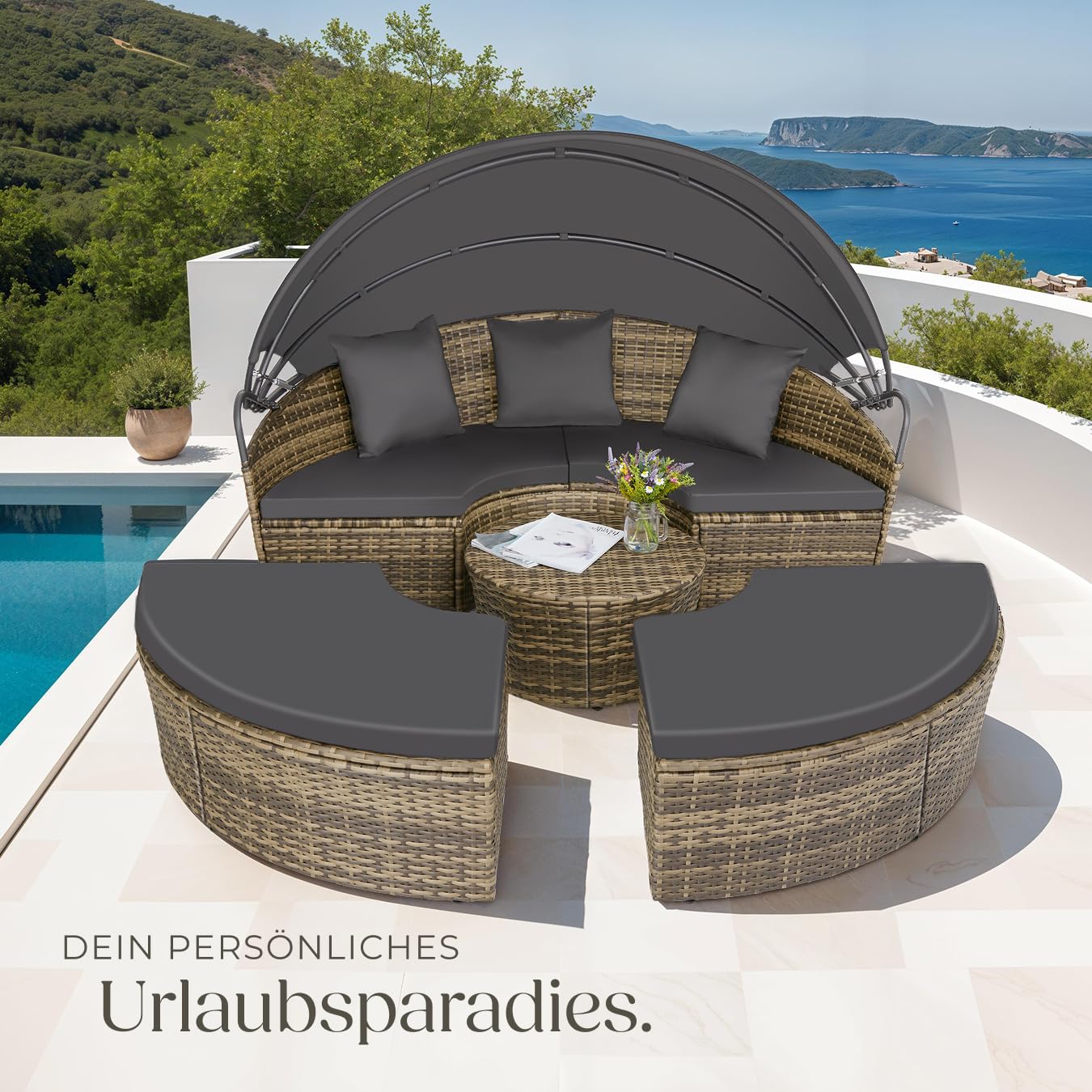 tectake Lounge Sonneninsel Outdoor Wetterfest Balkon