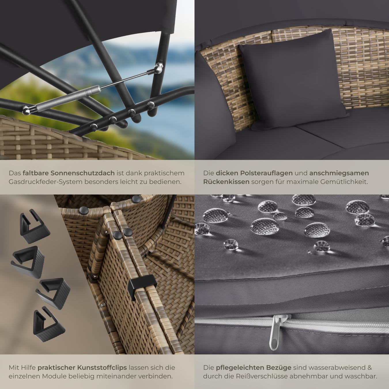 tectake Lounge Sonneninsel Outdoor Wetterfest Balkon