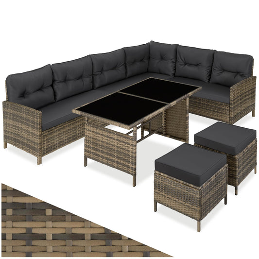 tectake Gartenmöbel Set Sofa Hocker Tisch Natur
