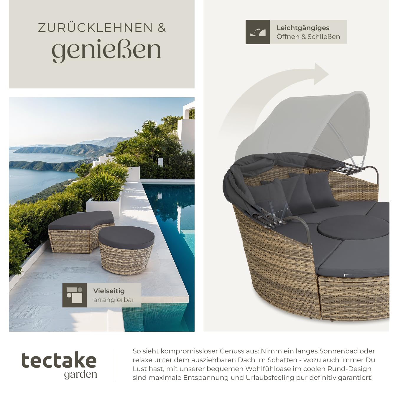 tectake Lounge Sonneninsel Outdoor Wetterfest Balkon
