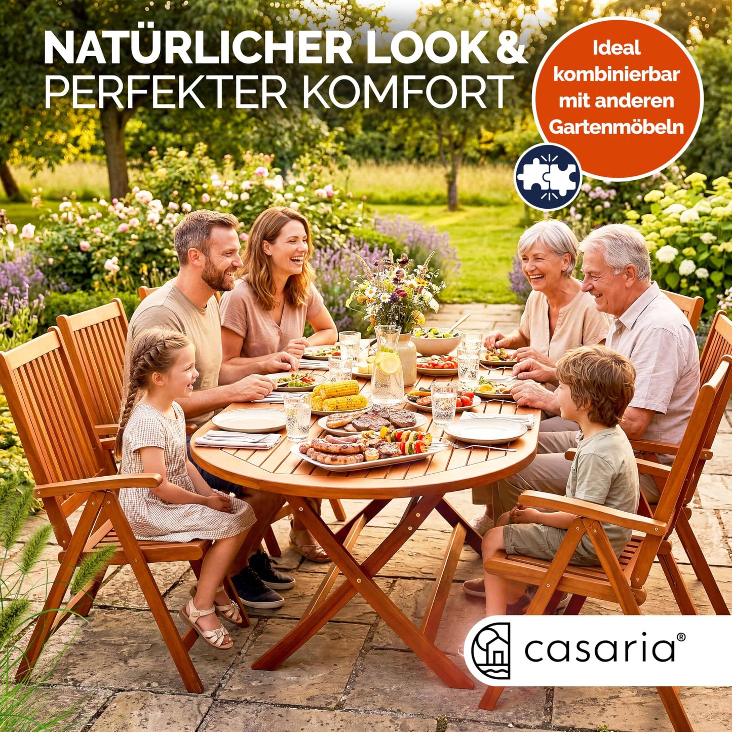 Casaria Klapptisch Garten 160x85 cm FSC Holz Tisch