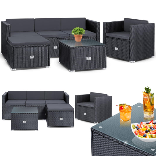 KESSER Gartenmöbel Set Aruba Sofa Sessel Tisch Anthrazit