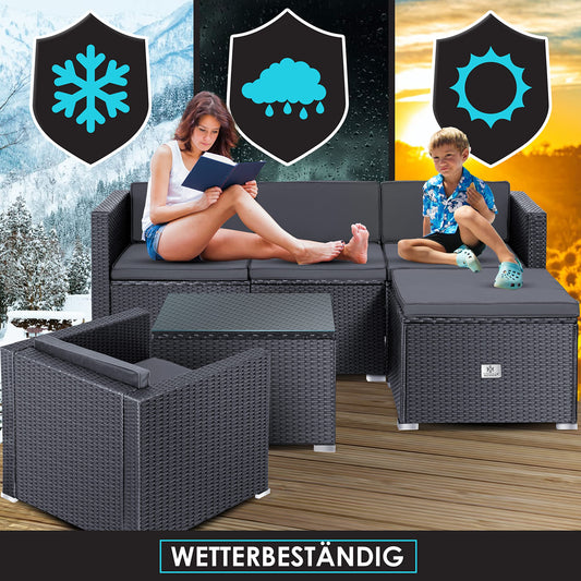 KESSER Gartenmöbel Set Aruba Sofa Sessel Tisch Anthrazit